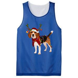 Santa Beagle Reindeer Light Christmas Funny Gift Mesh Reversible Basketball Jersey Tank