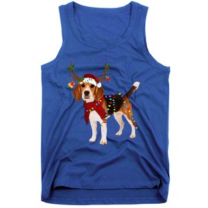 Santa Beagle Reindeer Light Christmas Funny Gift Tank Top