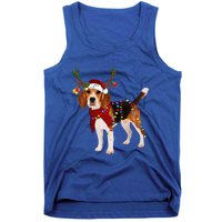 Santa Beagle Reindeer Light Christmas Funny Gift Tank Top