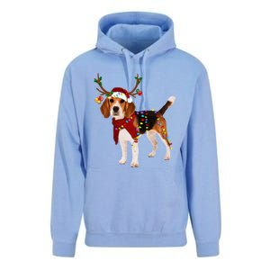 Santa Beagle Reindeer Light Christmas Funny Gift Unisex Surf Hoodie