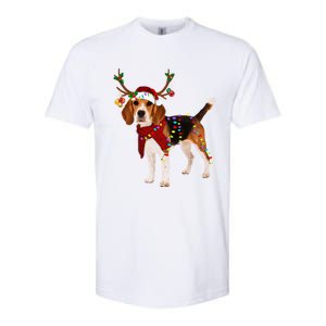 Santa Beagle Reindeer Light Christmas Funny Gift Softstyle CVC T-Shirt