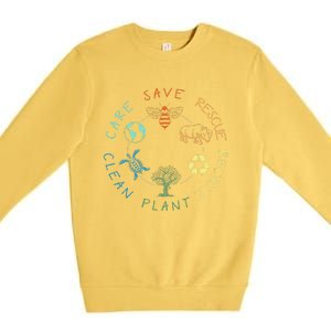 Save Bees Rescue Animals Recycle Plastic Earth Day 2024 Premium Crewneck Sweatshirt