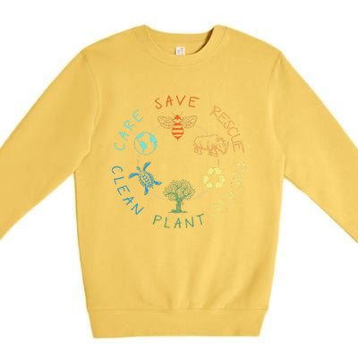 Save Bees Rescue Animals Recycle Plastic Earth Day 2024 Premium Crewneck Sweatshirt