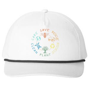 Save Bees Rescue Animals Recycle Plastic Earth Day 2024 Snapback Five-Panel Rope Hat