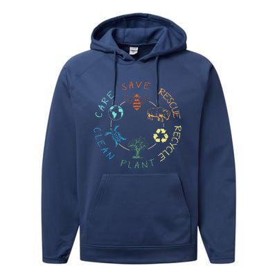 Save Bees Rescue Animals Recycle Plastic Earth Day 2024 Performance Fleece Hoodie