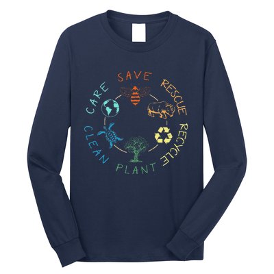 Save Bees Rescue Animals Recycle Plastic Earth Day 2024 Long Sleeve Shirt