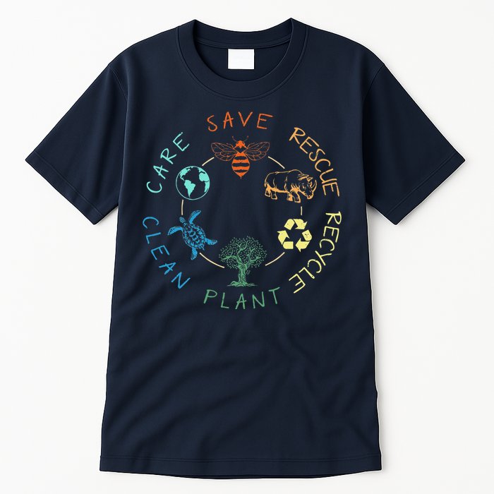 Save Bees Rescue Animals Recycle Plastic Earth Day 2024 Tall T-Shirt