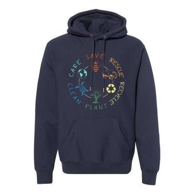 Save Bees Rescue Animals Recycle Plastic Earth Day 2024 Premium Hoodie