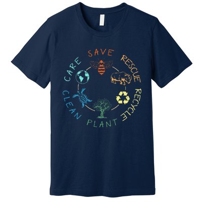 Save Bees Rescue Animals Recycle Plastic Earth Day 2024 Premium T-Shirt