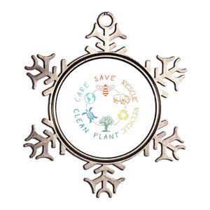 Save Bees Rescue Animals Recycle Plastic Earth Day 2024 Metallic Star Ornament