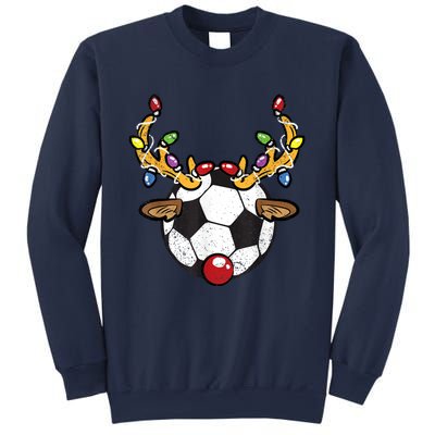 Soccer Ball Reindeer Christmas Pajama Xmas Lights Sport Sweatshirt