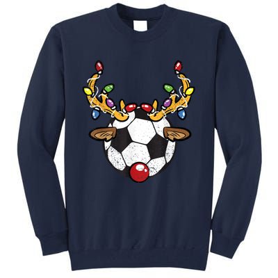 Soccer Ball Reindeer Christmas Pajama Xmas Lights Sport Tall Sweatshirt