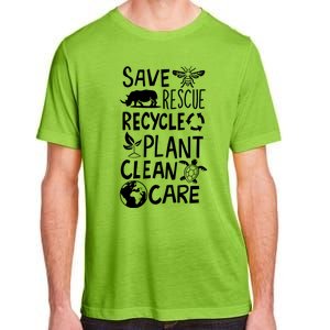 Save Bees Rescue Rhinos Recycle Plastic Clean Care Earth Day Gift Adult ChromaSoft Performance T-Shirt