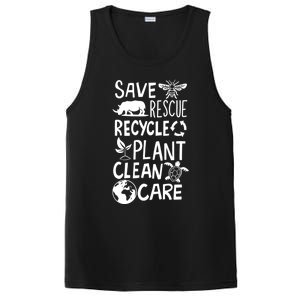 Save Bees Rescue Rhinos Recycle Plastic Clean Care Earth Day Gift PosiCharge Competitor Tank