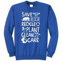 Save Bees Rescue Rhinos Recycle Plastic Clean Care Earth Day Gift Sweatshirt