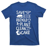 Save Bees Rescue Rhinos Recycle Plastic Clean Care Earth Day Gift T-Shirt