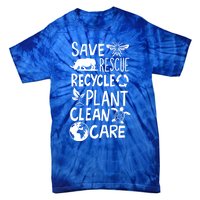 Save Bees Rescue Rhinos Recycle Plastic Clean Care Earth Day Gift Tie-Dye T-Shirt