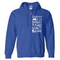 Save Bees Rescue Rhinos Recycle Plastic Clean Care Earth Day Gift Full Zip Hoodie