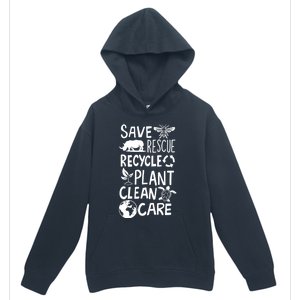 Save Bees Rescue Rhinos Recycle Plastic Clean Care Earth Day Gift Urban Pullover Hoodie