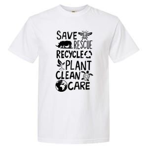 Save Bees Rescue Rhinos Recycle Plastic Clean Care Earth Day Gift Garment-Dyed Heavyweight T-Shirt