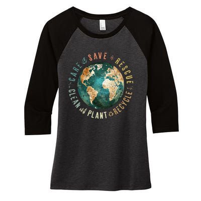 Save Bees Rescue Animals Recycle Plastic Women's Tri-Blend 3/4-Sleeve Raglan Shirt