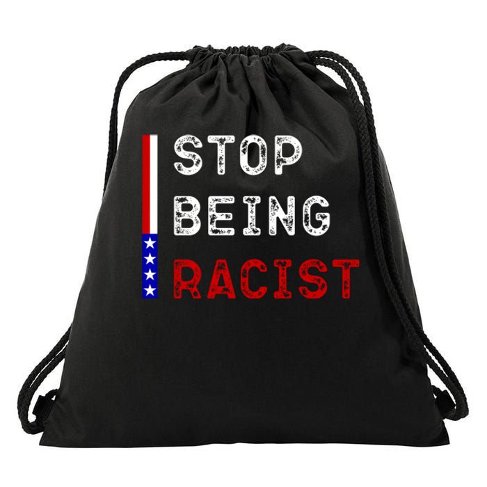 Stop Being Racist Drawstring Bag