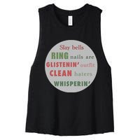 Slay Bells Ring Saying Women's Racerback Cropped Tank