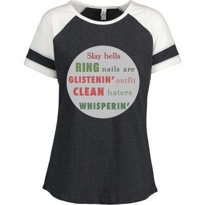 Slay Bells Ring Saying Enza Ladies Jersey Colorblock Tee