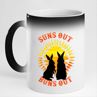 Summer Bunny Rabbits Suns Out Bun Out Great Gift 11oz Black Color Changing Mug