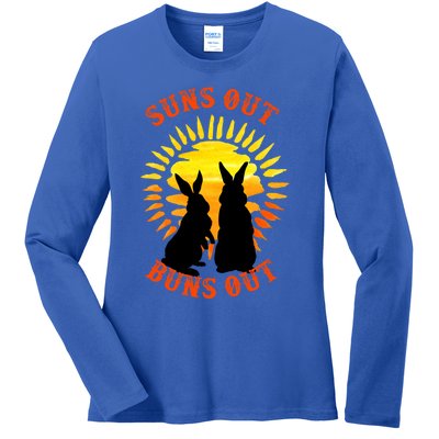 Summer Bunny Rabbits Suns Out Bun Out Great Gift Ladies Long Sleeve Shirt