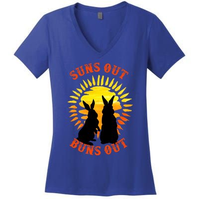 Summer Bunny Rabbits Suns Out Bun Out Great Gift Women's V-Neck T-Shirt