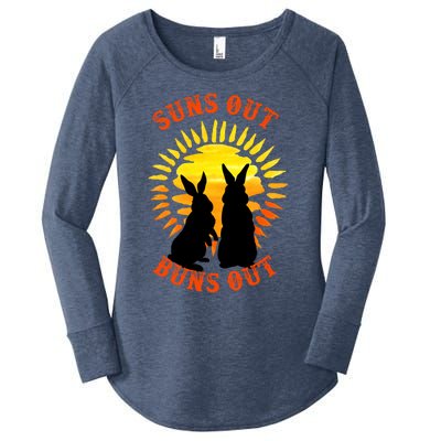 Summer Bunny Rabbits Suns Out Bun Out Great Gift Women's Perfect Tri Tunic Long Sleeve Shirt