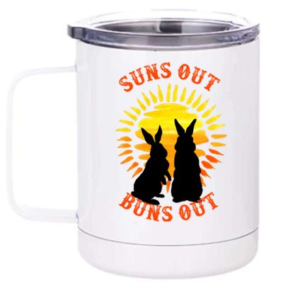 Summer Bunny Rabbits Suns Out Bun Out Great Gift 12 oz Stainless Steel Tumbler Cup