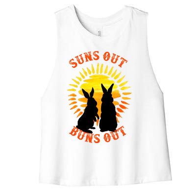 Summer Bunny Rabbits Suns Out Bun Out Great Gift Women's Racerback Cropped Tank