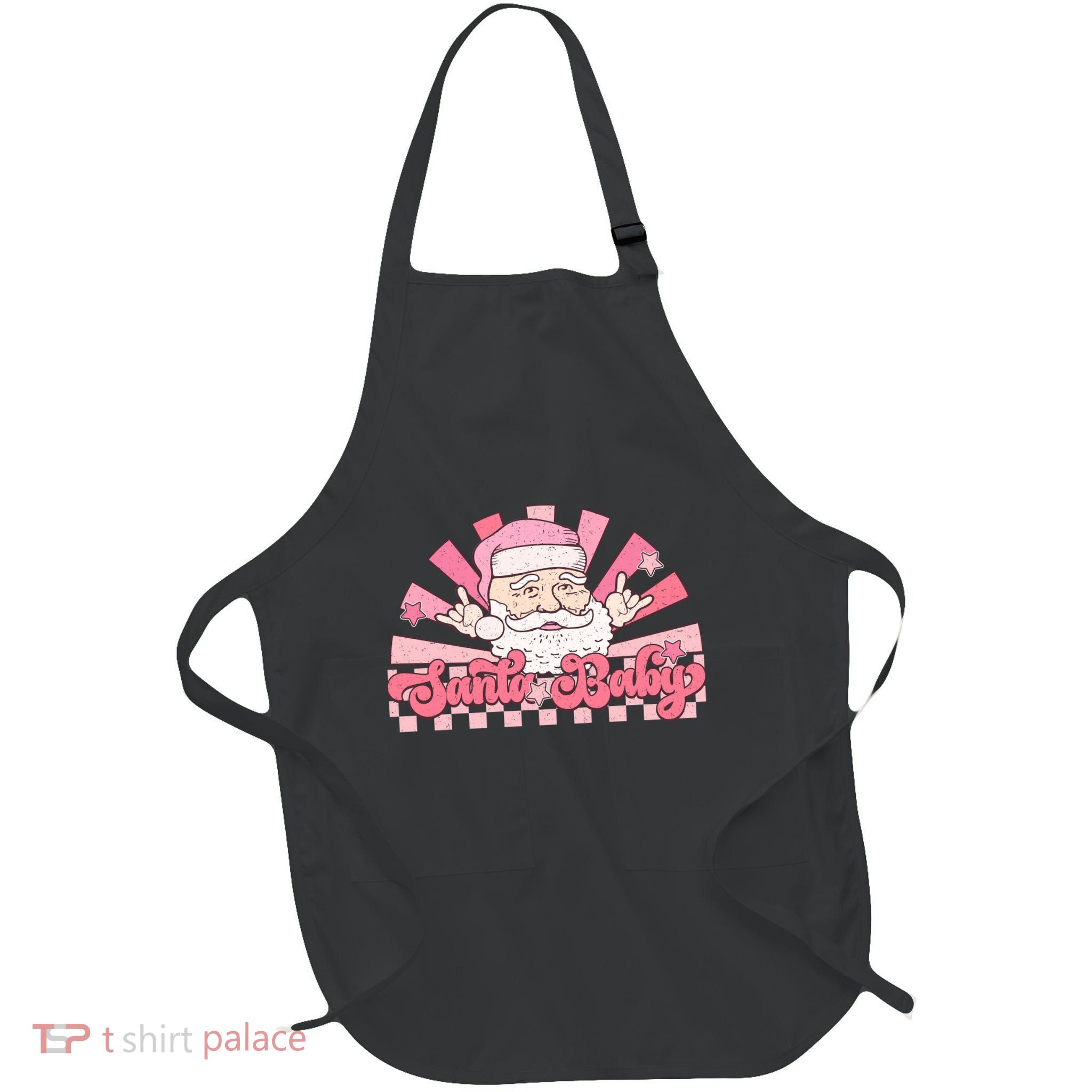 Santa Baby Retro Graphic Full-Length Apron With Pockets