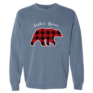 Sister Bear Red Plaid Christmas Pajama Gift Garment-Dyed Sweatshirt