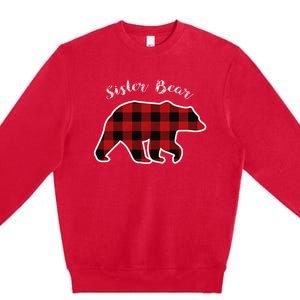 Sister Bear Red Plaid Christmas Pajama Gift Premium Crewneck Sweatshirt