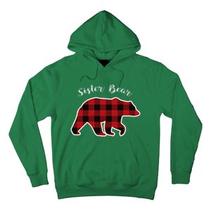 Sister Bear Red Plaid Christmas Pajama Gift Hoodie