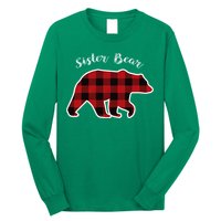 Sister Bear Red Plaid Christmas Pajama Gift Long Sleeve Shirt