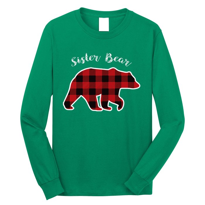 Sister Bear Red Plaid Christmas Pajama Gift Long Sleeve Shirt