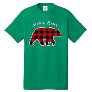 Sister Bear Red Plaid Christmas Pajama Gift Tall T-Shirt