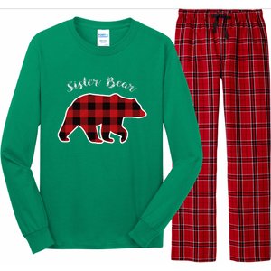 Sister Bear Red Plaid Christmas Pajama Gift Long Sleeve Pajama Set