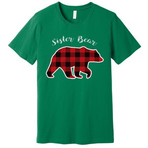 Sister Bear Red Plaid Christmas Pajama Gift Premium T-Shirt