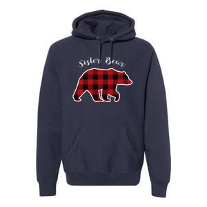 Sister Bear Red Plaid Christmas Pajama Gift Premium Hoodie