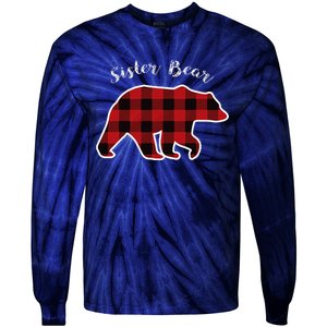 Sister Bear Red Plaid Christmas Pajama Gift Tie-Dye Long Sleeve Shirt