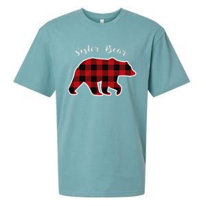 Sister Bear Red Plaid Christmas Pajama Gift Sueded Cloud Jersey T-Shirt