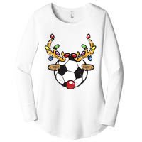 Soccer Ball Reindeer Christmas Pajama Xmas Lights Sport Women's Perfect Tri Tunic Long Sleeve Shirt