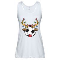 Soccer Ball Reindeer Christmas Pajama Xmas Lights Sport Ladies Essential Flowy Tank