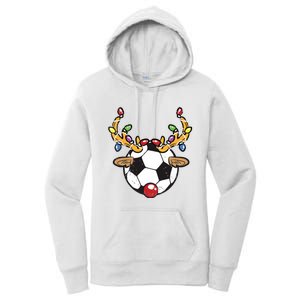 Soccer Ball Reindeer Christmas Pajama Xmas Lights Sport Women's Pullover Hoodie