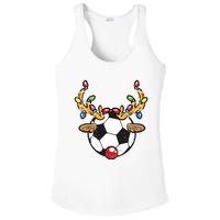 Soccer Ball Reindeer Christmas Pajama Xmas Lights Sport Ladies PosiCharge Competitor Racerback Tank